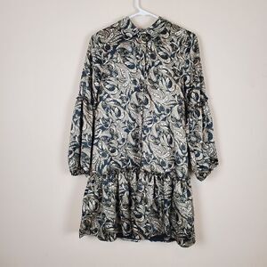 Laundry by Shelli Segal Paisley Collard Mini Button-up Shirt Dress Size 2